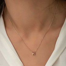 Gümüş Rose 3 Boyutlu H Harf Kadın Kolye (551182021)