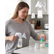 Bpa İçermez Manuel Anne Sütü Pompası Biberon Başlıklı Ergonomik Beyaz