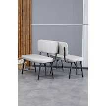 Hayat Serisi Mutfak, Yemek, Bahçe, Kafe, Modern Bench, Puf, 2 Adet - Açık Gri Açık Gri