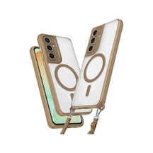 Samsung Galaxy A55 Uyumlu Manyetik Magsafe Destekli Askı Aparatlı Darbe Emici Kılıf Kahverengi