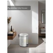 Jet's Home Pedallı Banyo Çöp Kovası Paslanmaz 8 Lt Mutfak Çöp Kutusu Gri Gri