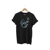 Köpekbalığı Baskılı Siyah T-shirt Siyah