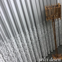 Tül Perde Jakar Kondurma Desen Ekru