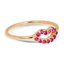 Kuyumcudukkani Kırmızı Taşlı Dudak Yüzük-10363-r-r Rose Gold