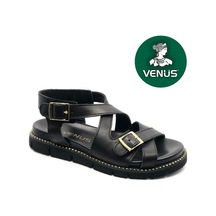 Venüs İngoo Hakiki Deri Comfort Ortopedik Kadın Sandalet Siyah