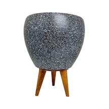 Bitki Tasarımı Ev Dekorasyon Gri Granit Toprak Saksı Saksılık Salon Çiçeklik 3 Ayaklı - 15 Cm Belirtilmemis