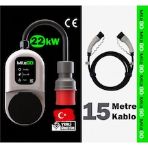 Milego 22kw 11kw Şarj İstasyonu 15 Metre Kablolu Set Taşınabilir Elektrikli Araç Şarj Cihazı Ce Sertifikalı Tip 2 16a/32a 22 Kw