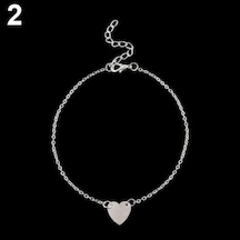 Novahub Gümüş Kadın Aşk Kalp Ayak Bileği Zincir Halhal Bilezik Plaj Sandal Ayak Takı Gümüş Gümüş