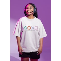 Playstation Kol Tuşları Baskılı T-shirt, Unisex Playstation Oyun 001
