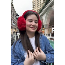 Mollycrush Genç Kırmızı Peluş Kulaklık Uniseks Kışlık Yumuşak Kulak Koruyucu Kırmızı