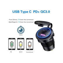 Novahub 12 V Güç Soketi Hızlı Şarj Pd Qc3.0 Usb Şarj Aleti Güç Çıkışı Araba Tekne Deniz Rv Golf Arabası İçin Düğme Anahtarı İle Yeşil Yeşil