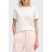 Calvin Klein % 100 Pamuk Regular Fit Logolu T Shirt Lv047g829gyas Bayan T Shirt Lv047g829g Yas Krem