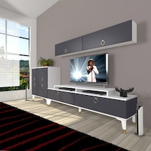 Decoraktiv Ekoflex 6y Mdf Gold Tv Ünitesi Tv Sehpası Beyaz - Antrasit