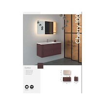 Evros Cherry 100 Cm Banyo Dolabı Bordo