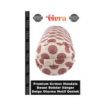 Premium Kırmızı Mandala Desen Bolster Sünger Dolgu Oturma Motif Destek