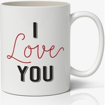 I Love You Tasarımlı Kupa Bardak Baskılı Kahve Kupa Bardak Mod 1