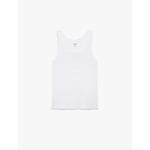 Koton Bisiklet Yaka Kolsuz Slim Fit Ribanalı Pamuklu Atlet Beyaz 7wlm20001mk