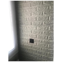 Nw10 Kendinden Yapışkanlı Çizgili Gri Beyaz Esnek Tuğla Sünger Duvar Paneli 70x77 Cm 1 Adet