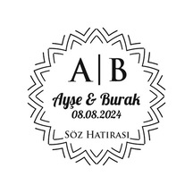 Güneş Işını Desenli Yuvarlak Mühür Kına Nişan Düğün 3x3 Cm Özel Etiket / 50 Adet Sticker Beyaz