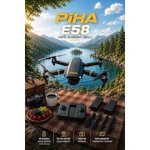 Piha E58 DRONE Yeni Fırçasız Motor 2 Batarya İle 30 DK Uçuş Süresi Hd 720p Çift Kameralı Taşıma Çantalı