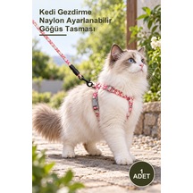 1 Adet Kedi Gezdirme Naylon Ayarlanabilir Göğüs Tasması