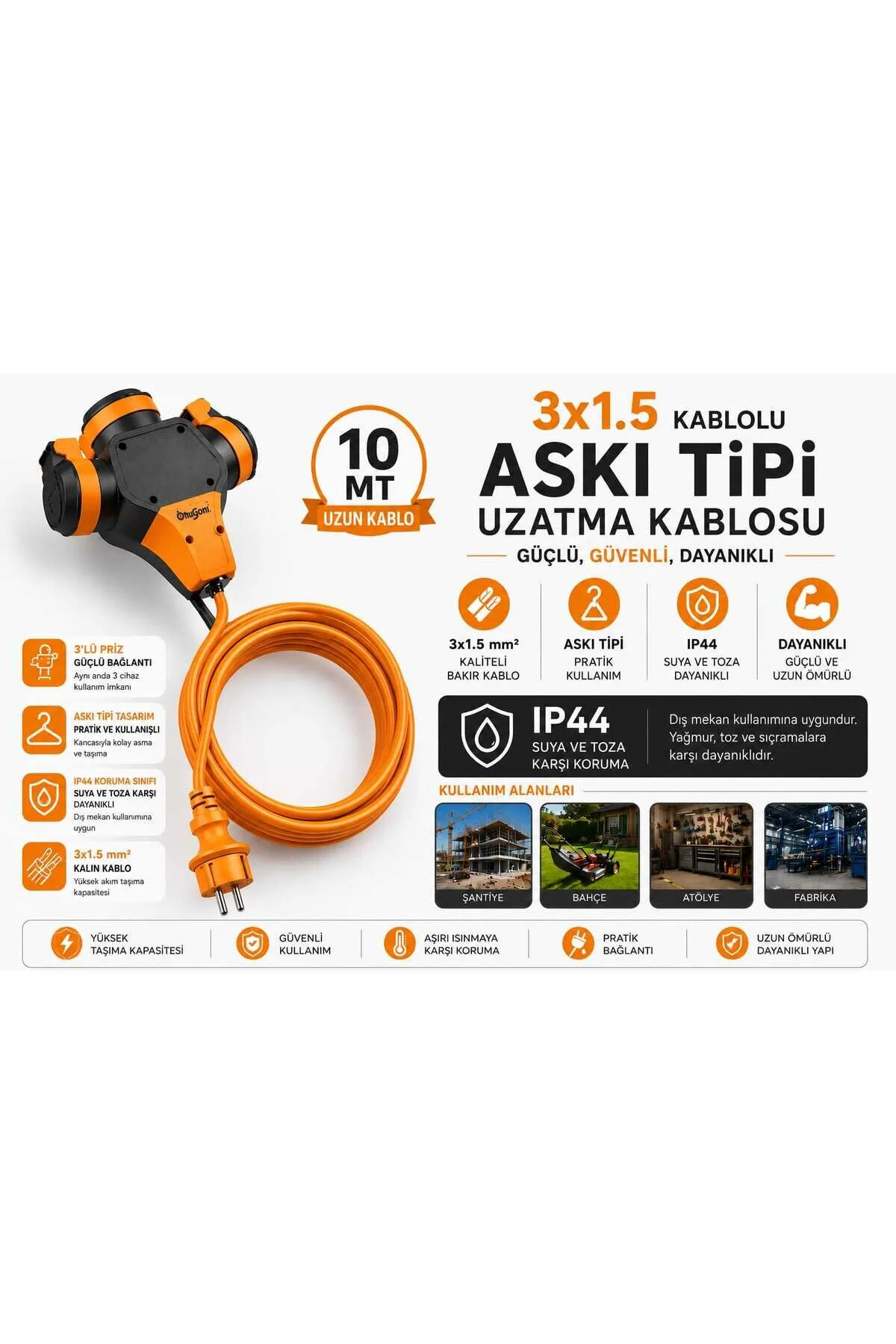Askı Tip Uzatma Prizi 10