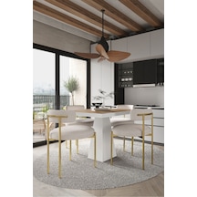 Avvio Arona Beyaz Lake Mdf Ayak 90x90 Yemek Masası Mutfak Masası 4 Kişilik Masa Takımı Teddy Sandalye Akça Avvio9880