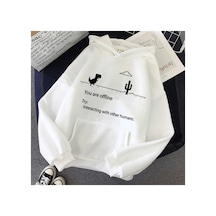 Tarzsokak Beyaz Unisex Tam Kollu Hoodie Hoodie Alevler Baskı Serin Hoody Kendisi