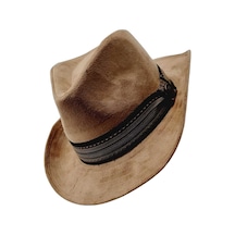 Unisex Nubuk Kovboy Fötr Şapka Camel