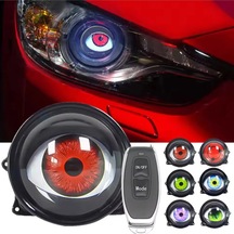 Şeytan Gözü 12v-36v Led Far Motosiklet Uyumlu Kumandalı 6 Modlu Renkli Mercekli Led 1 Çift