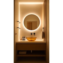 60 Cm Yuvarlak Led Işıklı Banyo Aynası Banyo, Antre, Yatak Odası Ve Makyaj Gün Işığı