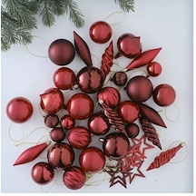 Yılbaşı Süsü 40'lı Karışık Süs Kırmızı