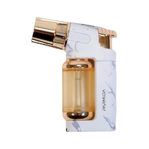 Parmida Tek Torch Pürmüz Beyaz-gold Mermer Desenli Masa Tipi Metal Puro Çakmağı - Tr9249