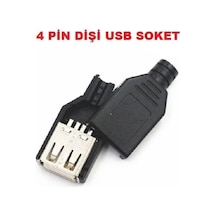 4 Pin Dişi Usb Soket - Plastik Kapaklı Usb Bağlantı