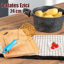 Porsima Paslanmaz Metal Patates Ezici Patates Ezeceği 24cm Mavi