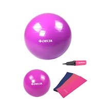 Delta- 55 cm-20 cm Pilates Topu 3'lü Pilates Bandı Egzersiz Direnç Lastiği Pilates Topu Pompası Seti