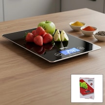 Hubrendy Çer Cam Mutfak Tartısı Terazi Lcd Ekran 5kg/1gr Pilli Cr2032 Gr/oz/ml/ıb Ölçüm Sks-4526 687187