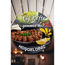 Çiğ Köfte Salonu Için Duvar, Kapı, Çift Taraflı Askılı Pano Karşılama Tabelası, Restoran Süs Dekor, 30 X 50 Cm