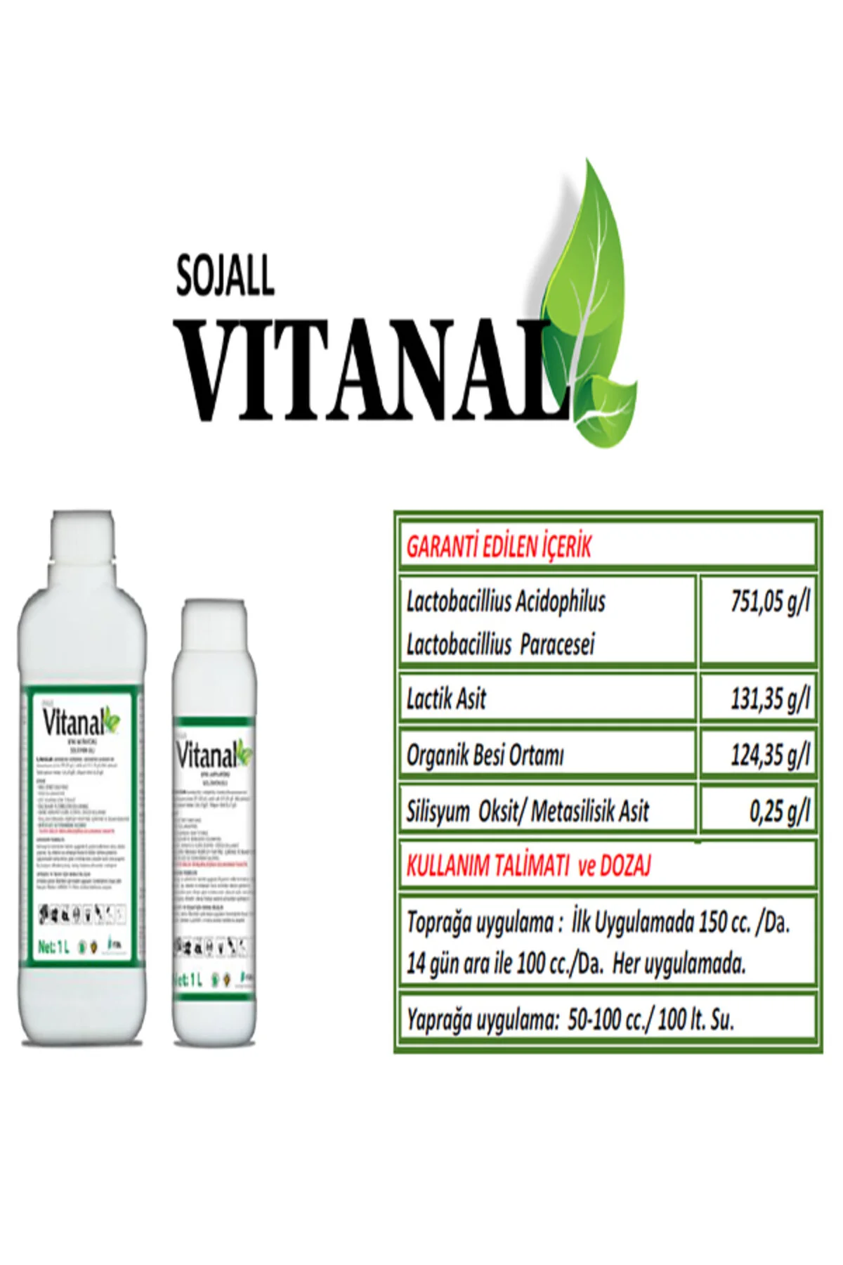 Sojall Vıtanall Sıvı Gübre 1 LT