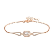 Gümüş Rose Dikdörtgen Baget Bileklik N11.26993