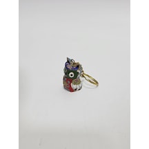Antika Cloisonne Minyatür Baykuş Anahtarlık 3,7x2,3cm 153