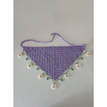 El Örgüsü Çiçekli Kız Çocuk Saç Bandanası / Tığ İşi Bağlamalı Bandana / %100 El Yapımı / Kız Çocuk Aksesuarı / Örgü Bandana / El Yapımı Çocuk Bandanası / Çiçekli Saç Aksesuarı / Çocuk Saç Bandı Mor