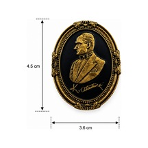 Atatürk Broş Siyah Oval Portre Tasarımlı Şık Yaka Aksesuarı Çok Renkli