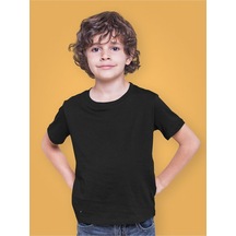 Sevbano Basic Baskısız Unisex Çocuk Tişört 1-12 Yaş Siyah