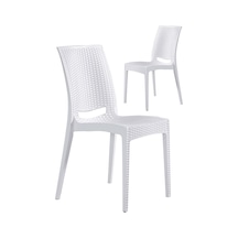 2 Adet Rattan Beyaz Sandalye / Balkon-bahçe-teras Beyaz