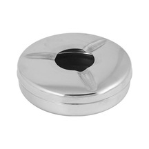 Kapaklı Paslanmaz Çelik Küllük 9 X 9 X 2 Metal Gri Yuvarlak Metal Gri Yuvarlak