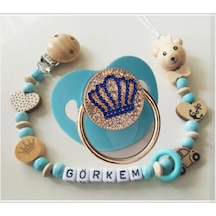 Sahi Aksesuar Isimli Bebek Emzik Zinciri Ve Taşlı Bebek Silikon Emzik Seti 0-6 Ay - Sahi 1451 Çok Renkli