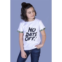 Toontoy Kids Toontoy Erkek Çocuk Baskılı Kolları Şerit Detaylı Tişört Beyaz
