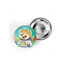 Shiba Astronaut - 44 Mm İğneli Çanta Rozeti - 5 Adet Diğer