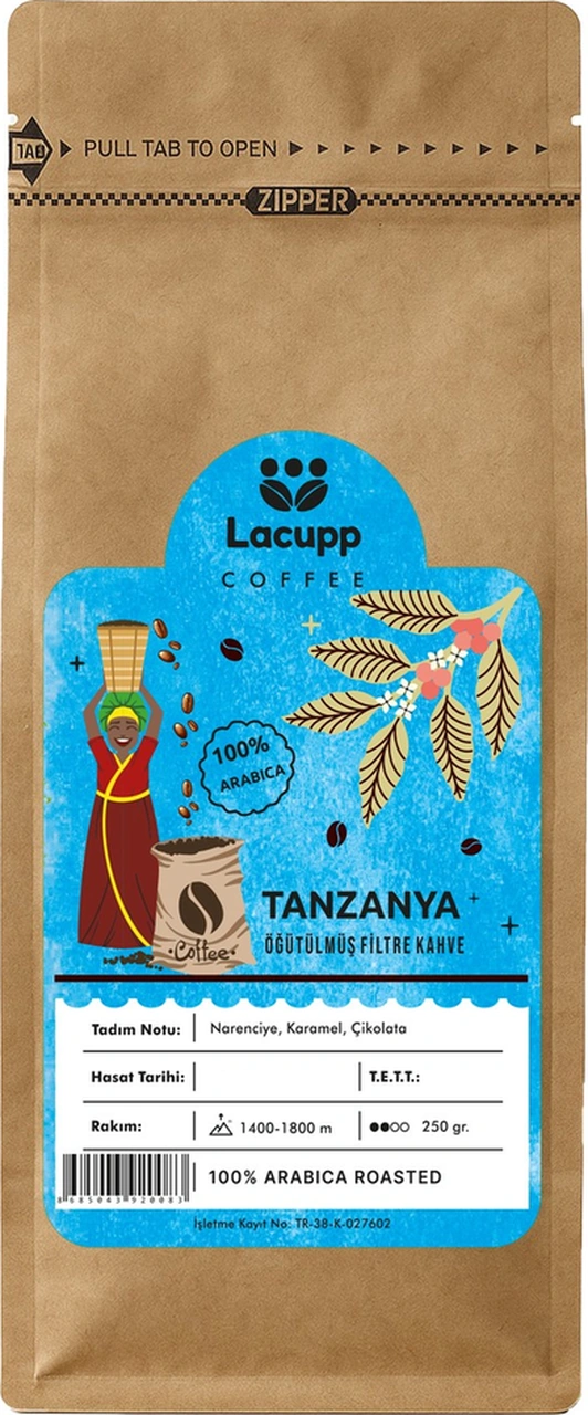 Lacupp - Tanzanya - Öğütülmüş Filtre Kahve/çekirdek Kahve - 250 Gr 100% Arabica Filtre